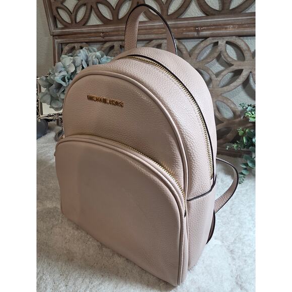 Michael Kors Abbey Medium Pebbled Leather Backpack Soft Pink - Picture 4 of 14